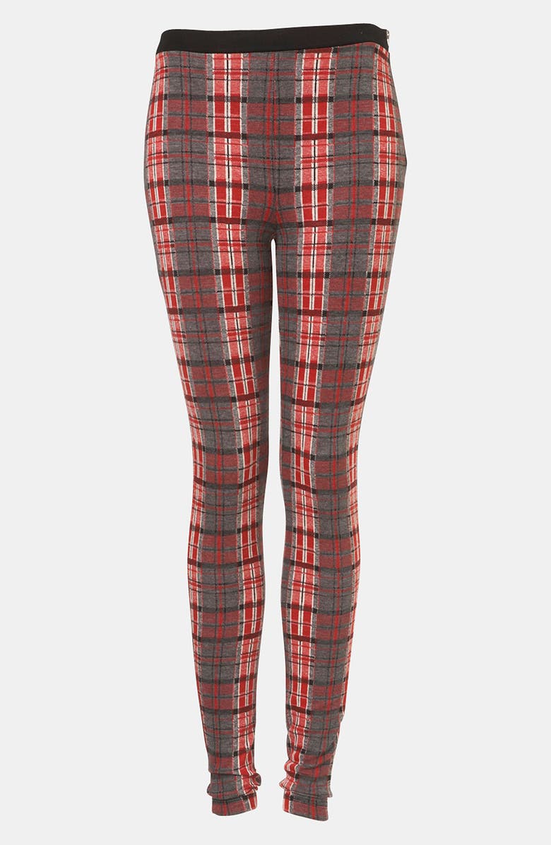 Topshop Tartan Leggings, Main, color, 