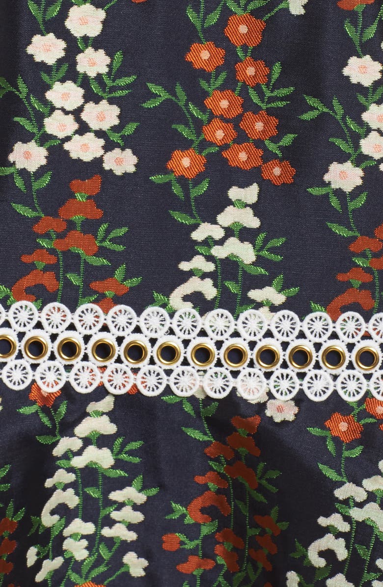 Keepsake the Label Faithful Floral Lace-Up Shoulder Dress, Alternate, color, Navy