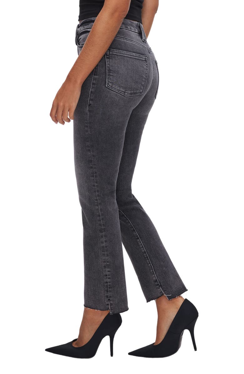 Good American Good Curve Raw Hem High Waist Straight Leg Jeans, Alternate, color,