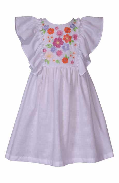 Iris & Ivy Kids' Floral Embroidered Flutter Sleeve Party Dress