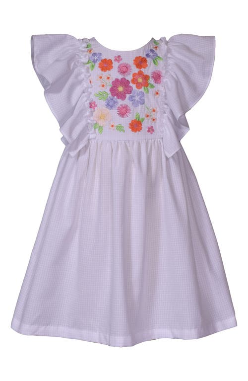 Iris & Ivy Kids' Floral Embroidered Flutter Sleeve Party Dress In Purple
