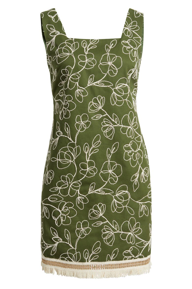 Floral Embroidered Sheath Minidress, Alternate, color, AGAVE