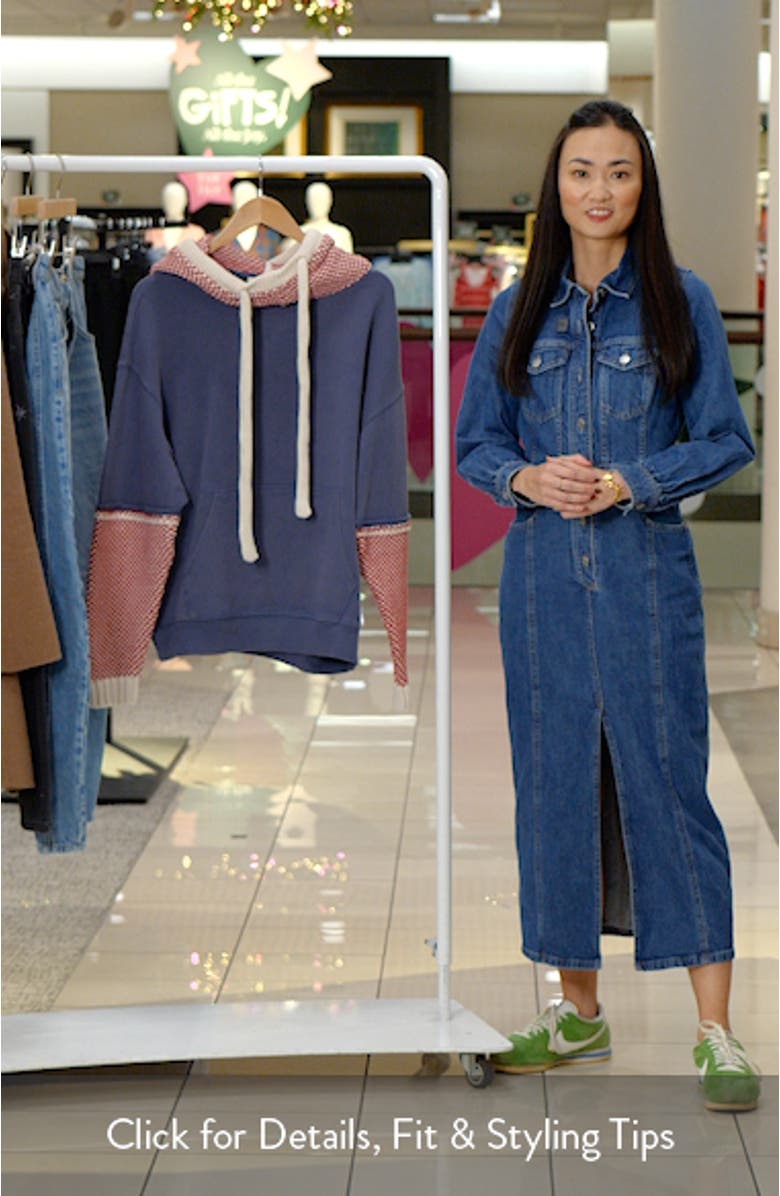 Snug Bonnet Mixed Media Cotton Hoodie, sales video thumbnail