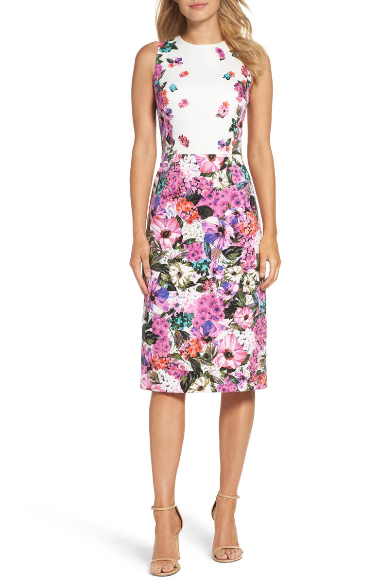 Maggy London Floral Garden Sheath Dress, Main, color, 