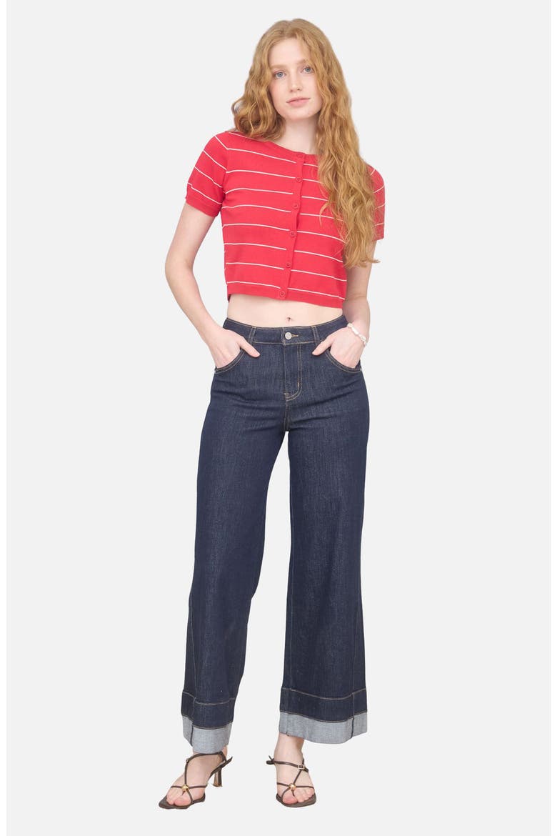 Short Sleeve Cardigan, Alternate, color, RED