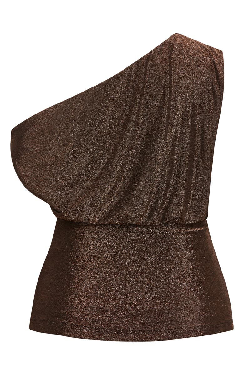 City Chic Paloma Shimmer One-Shoulder Top, Alternate, color, Bronze
