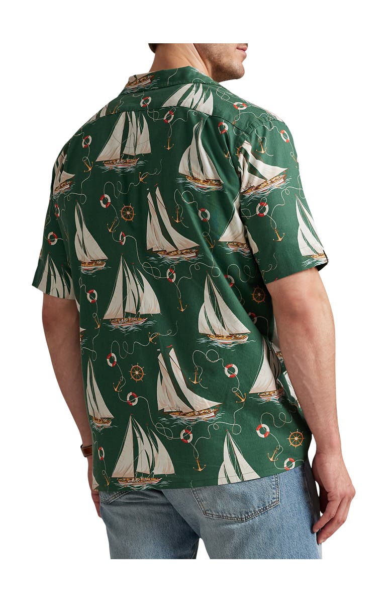 Polo Ralph Lauren Big & Tall Sailboat-Print Oxford Camp Shirt, Alternate, color, Helms Anchors