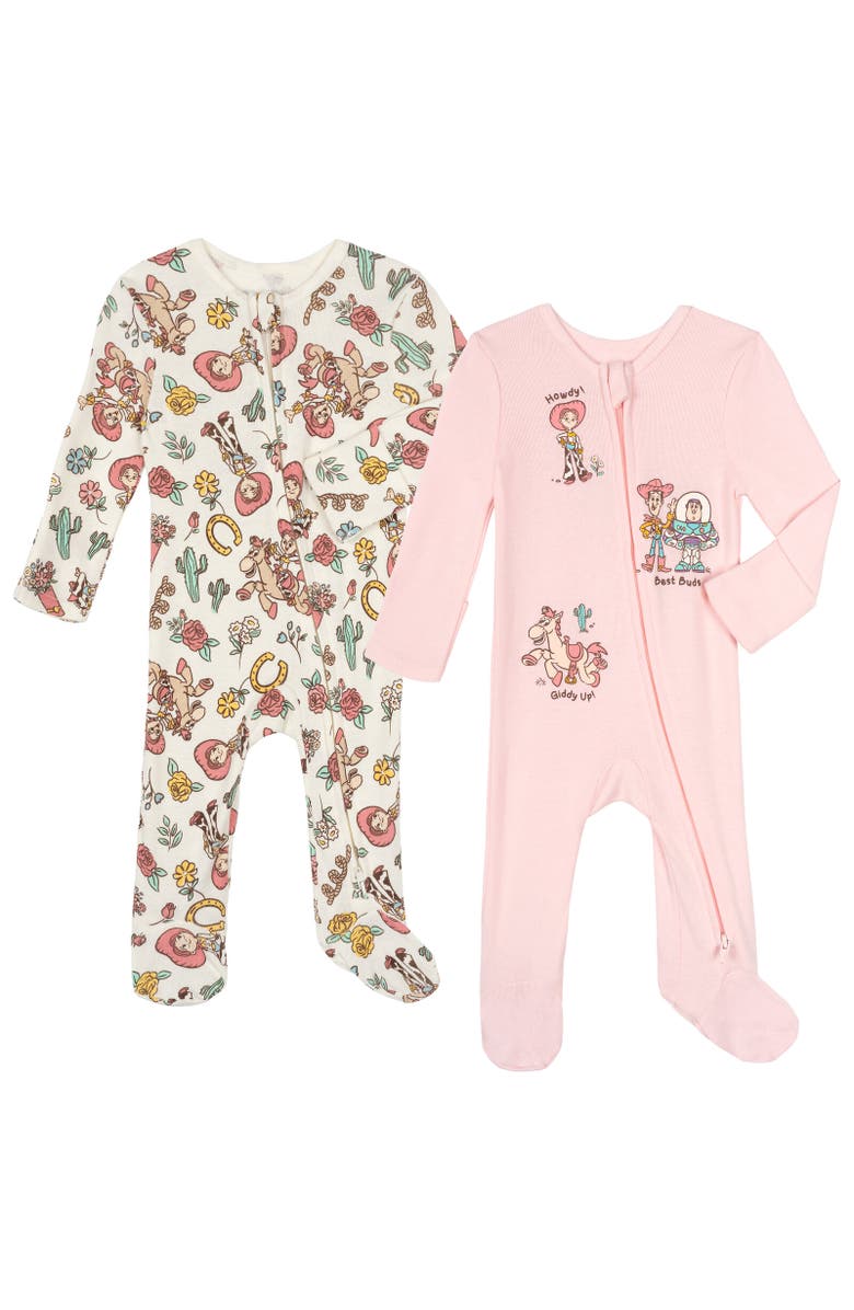 Disney Toy Story Baby Girls' 2-Pack Footed Sleep N' Play Coveralls, Main, color, Toy Story Pink White