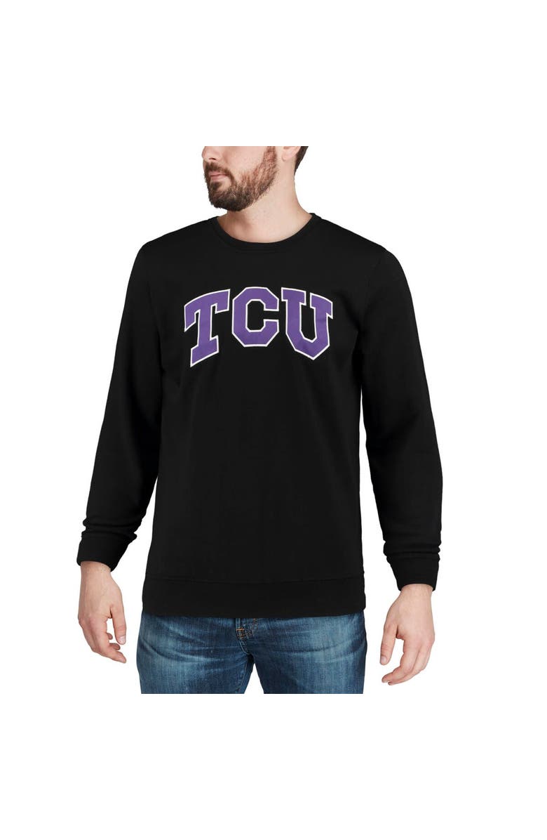 COLOSSEUM Men's Colosseum Black TCU Horned Frogs Arch & Logo Crew Neck Sweatshirt, Alternate, color, Black