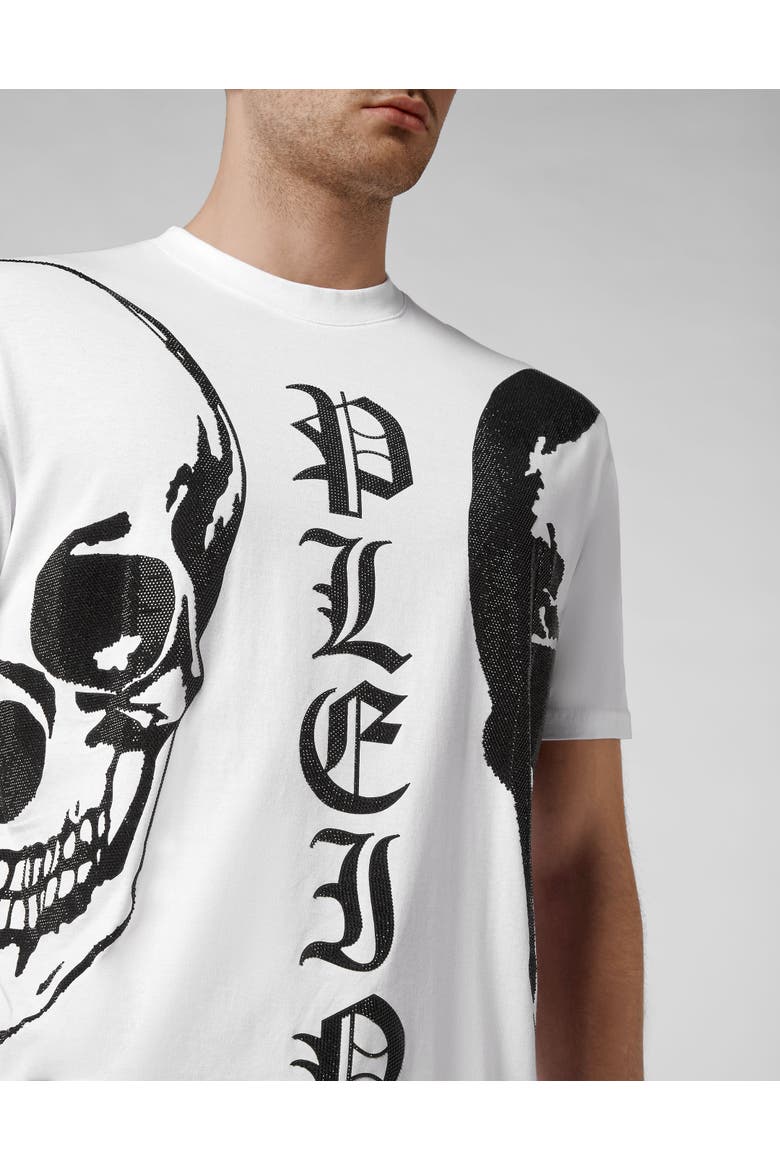 T-Shirt Round Neck Men, Alternate, color, white/black