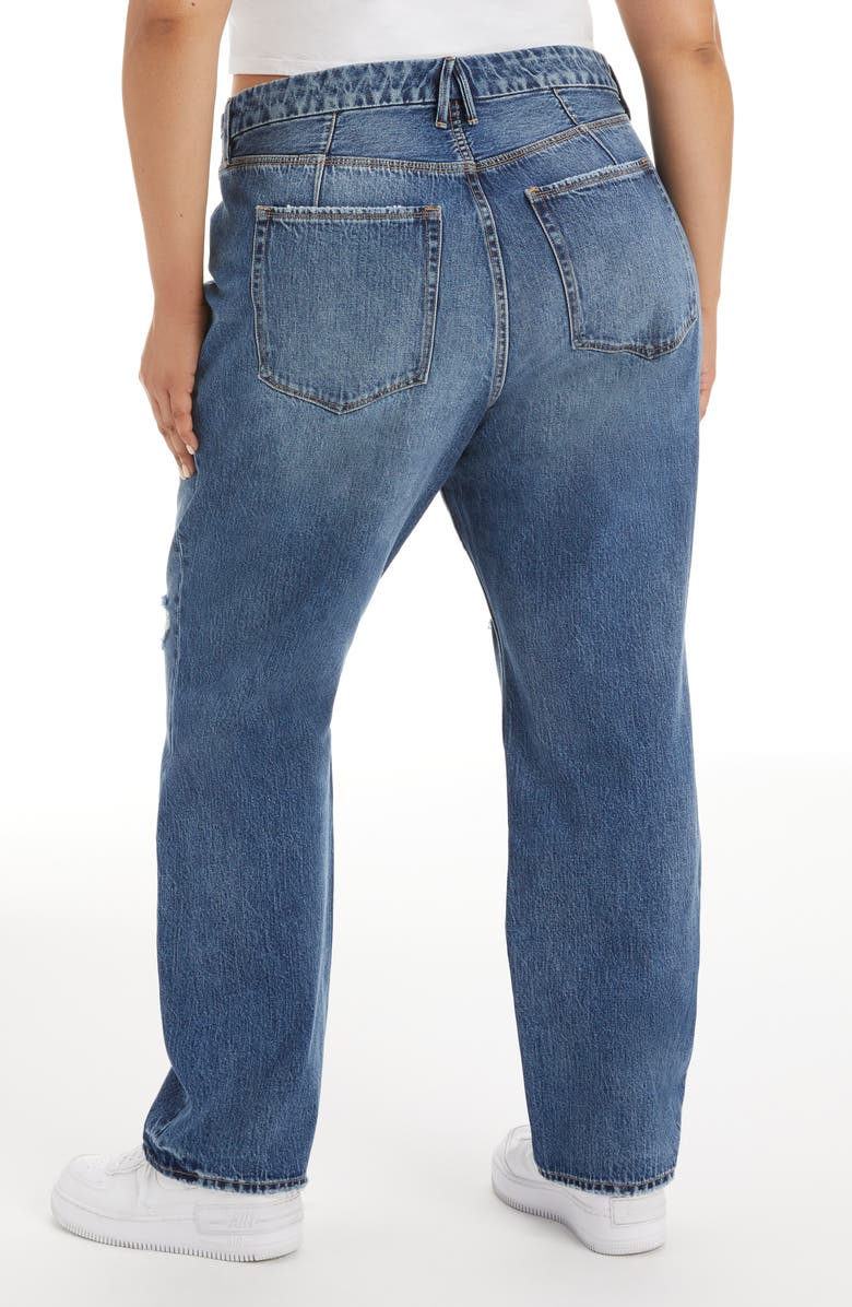 Good American Good '90s Ripped Straight Leg Jeans, Alternate, color, 