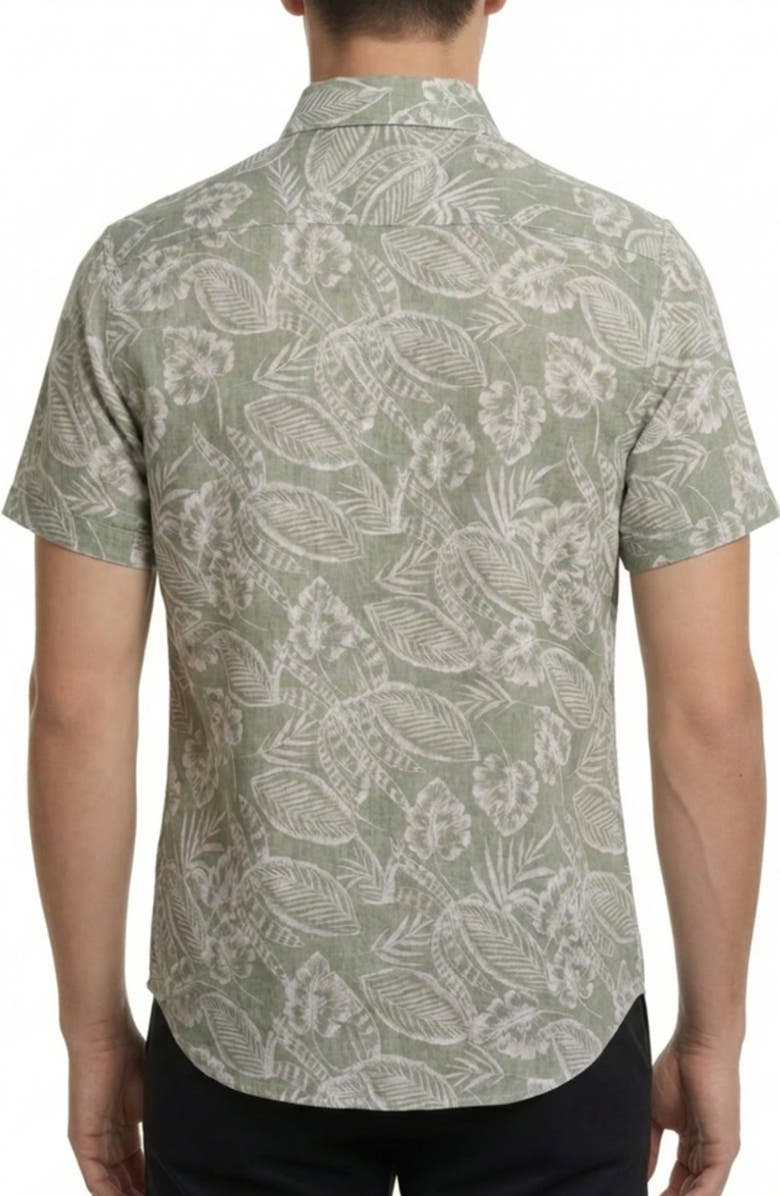 Report Collection Yarn Dye Tropical Print Button-Up Shirt, Alternate, color, Sage