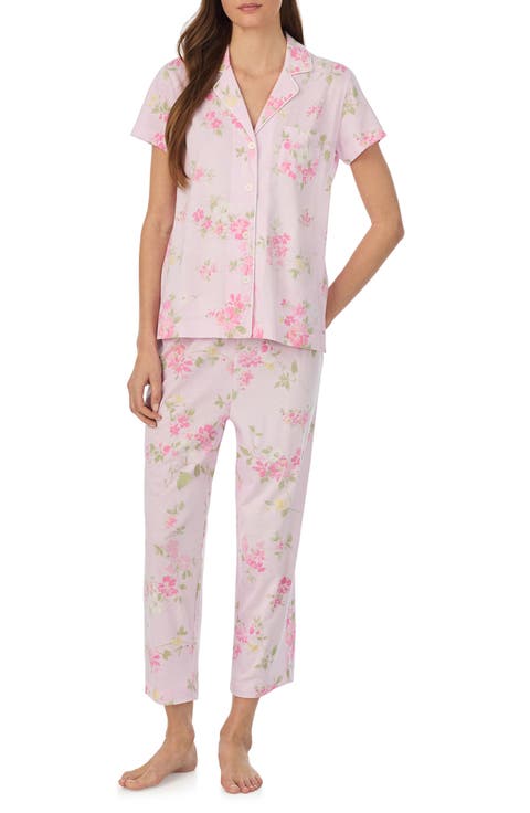 Short Sleeve Cotton Blend Crop Pajamas