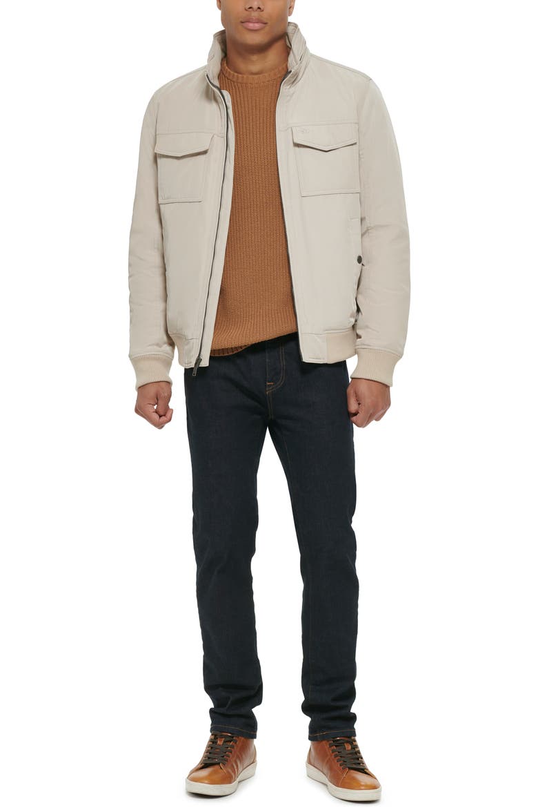 Quilted Lined Flight Bomber Jacket, Alternate, color, STONE