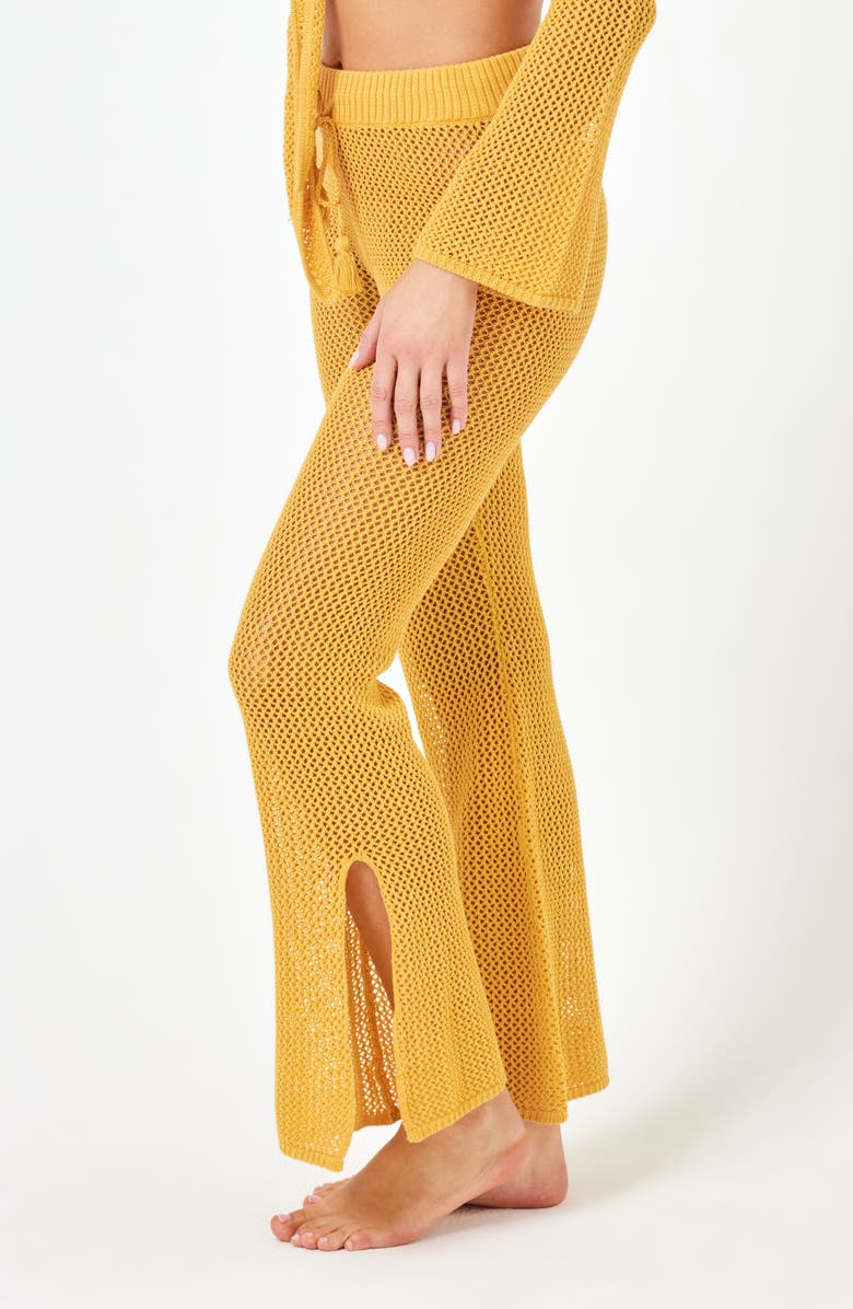 LSPACE Los Cabos Open Stitch Cover-Up Sweater Pants, Alternate, color, Sunshine