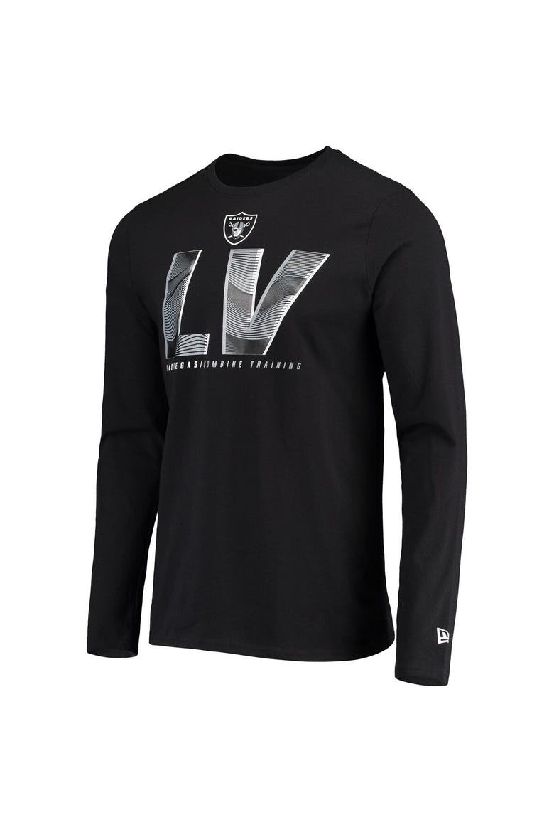Men's New Era Black Las Vegas Raiders Combine Authentic Static Abbreviation Long Sleeve T-Shirt, Alternate, color, Black