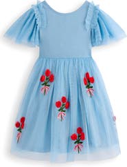 Mini Boden Kids' Embroidered Tulle & Knit Dress