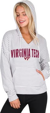 CONCEPTS SPORT Men's Concepts Sport White/Gray Virginia Tech Hokies French Terry Striped V-Neck Pullover Hoodie