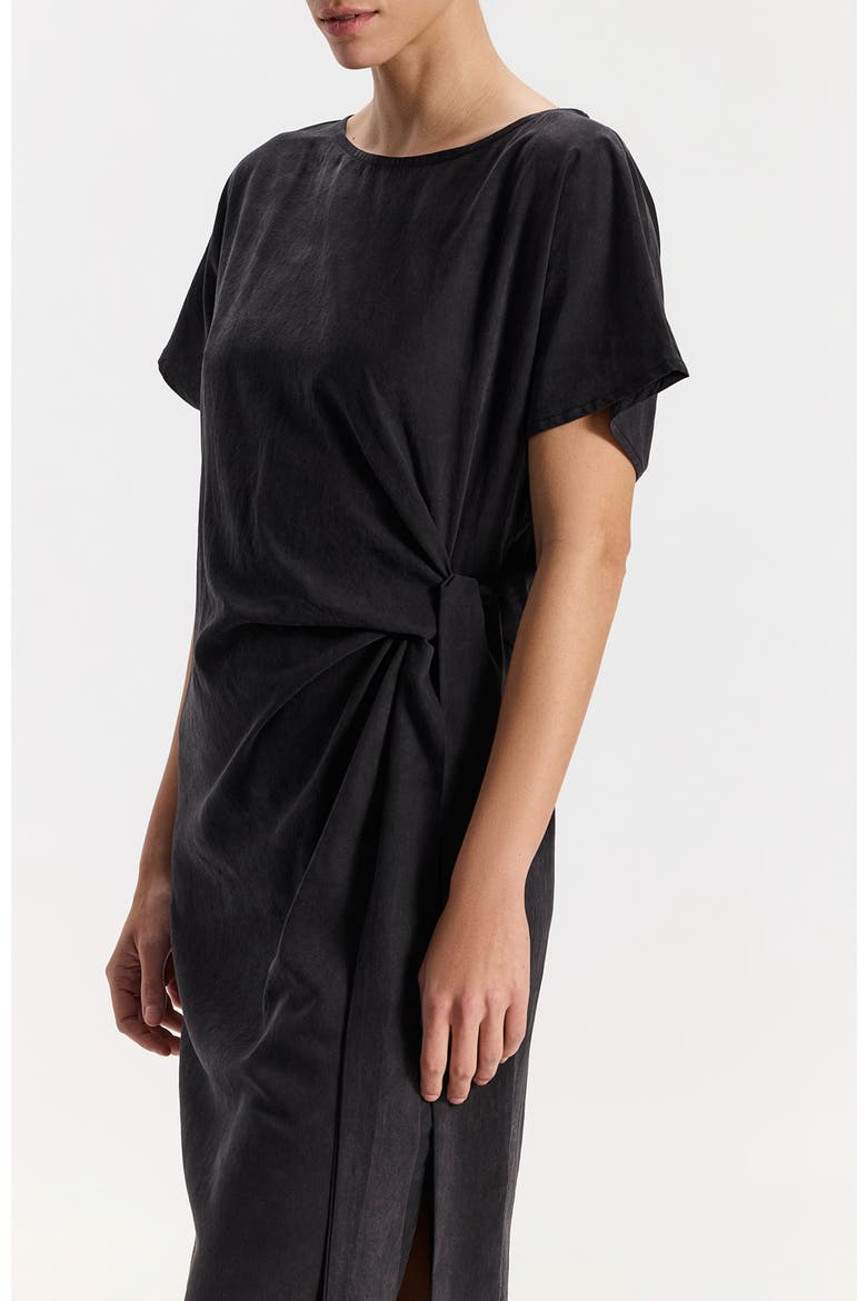 Carmela Asymetrical Shortsleeve Midi Dress, Alternate, color, Black