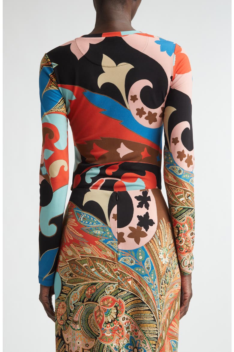 Paisley Long Sleeve Jersey Top, Alternate, color, RED
