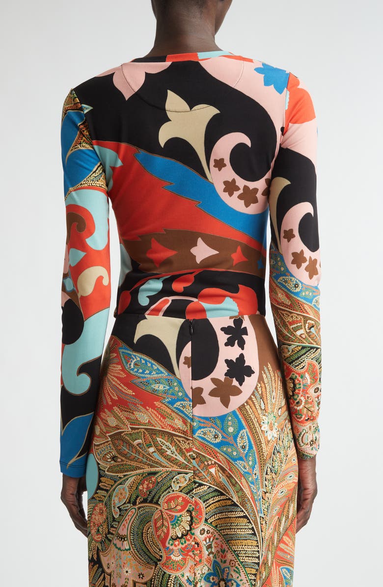 Etro Paisley Long Sleeve Jersey Top, Alternate, color, Red