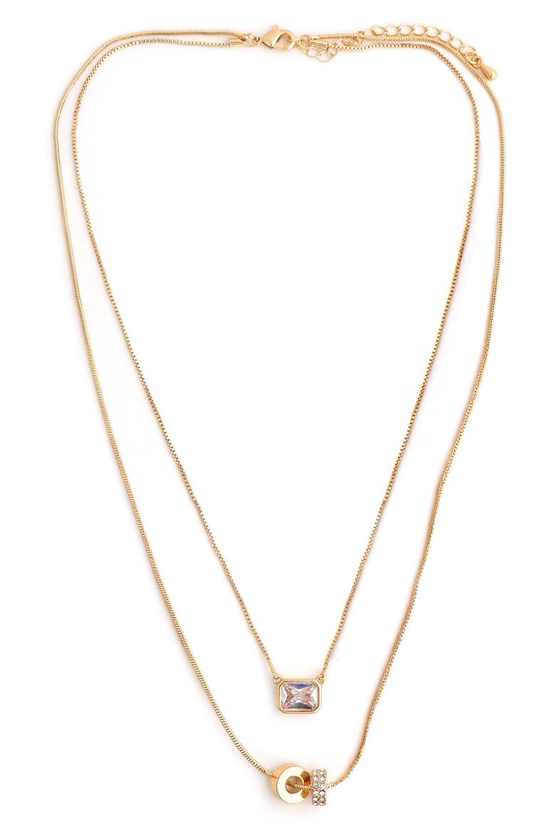 Double Layered Barrel Bead Necklace, Main, color, GOLD