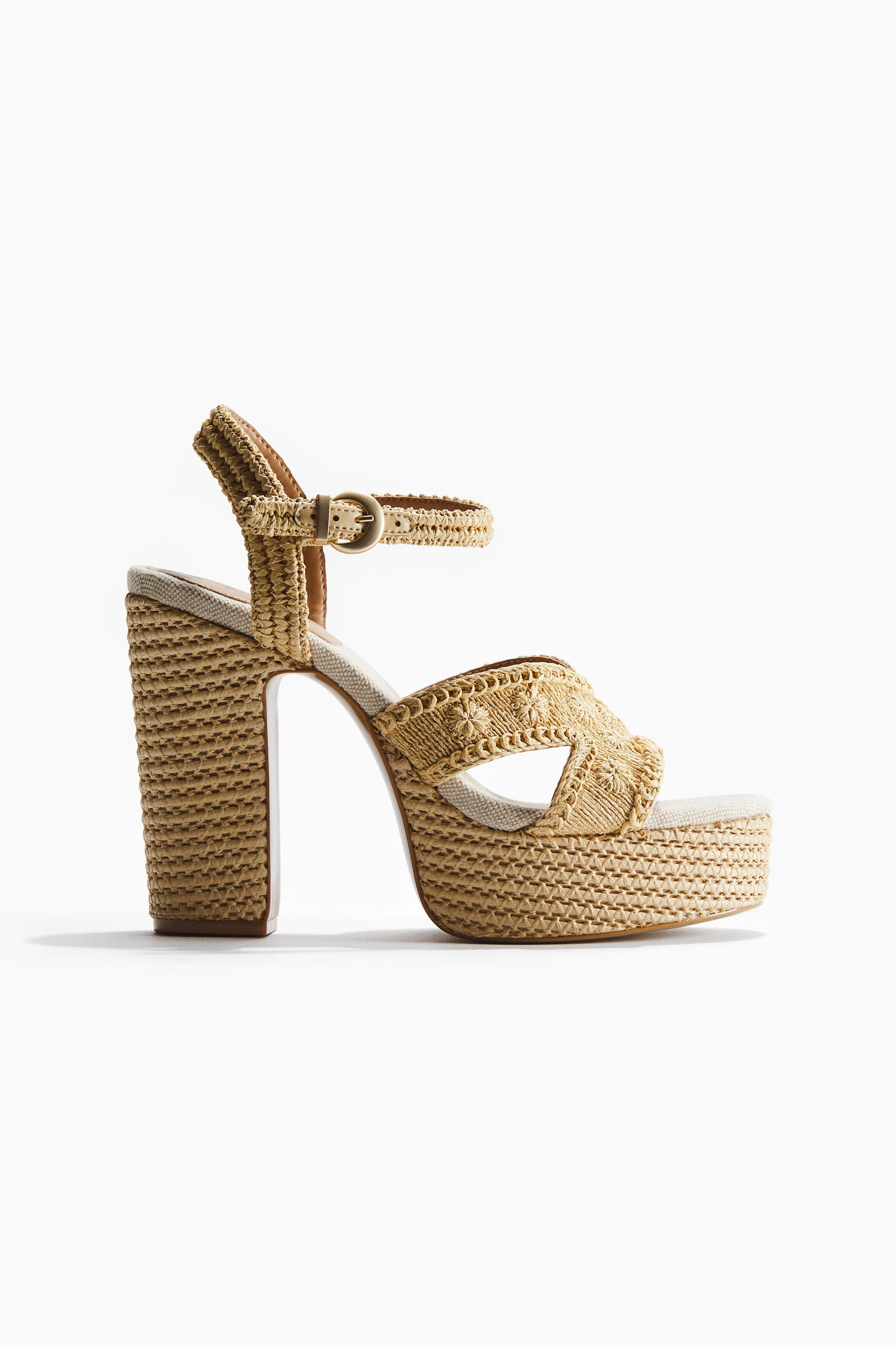 H&M Heeled espadrilles, Alternate, color, Beige