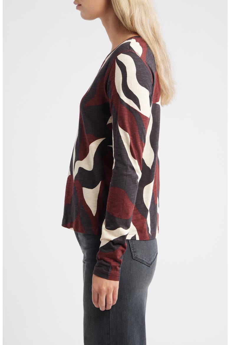 Print Split Neck Knit Top, Alternate, color, CHICORY RED