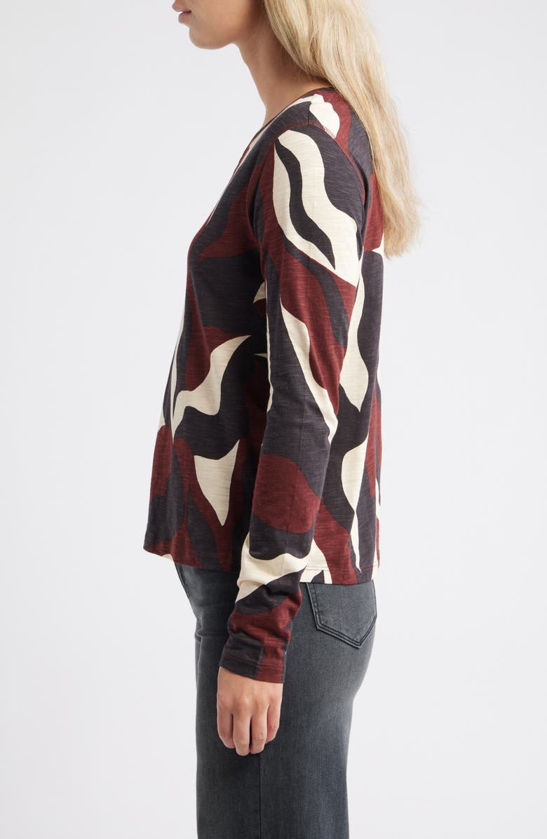 Sanctuary Print Split Neck Knit Top, Alternate, color, Chicory Red