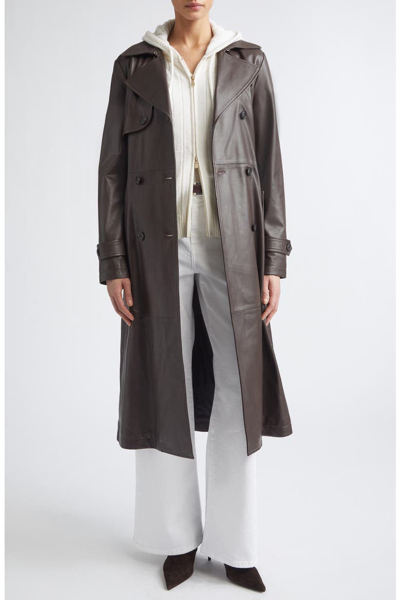 Leather Trench Coat, Alternate, color, 126 CHOCOLATE