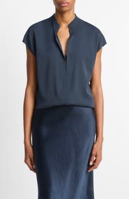 Vince Cap Sleeve Silk Blend Top
