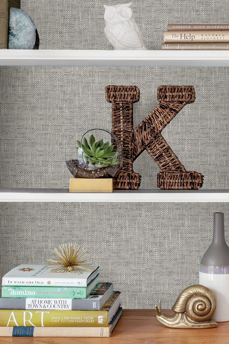 Grey Poplin Texture Peel & Stick Wallpaper, Alternate, color, GREY
