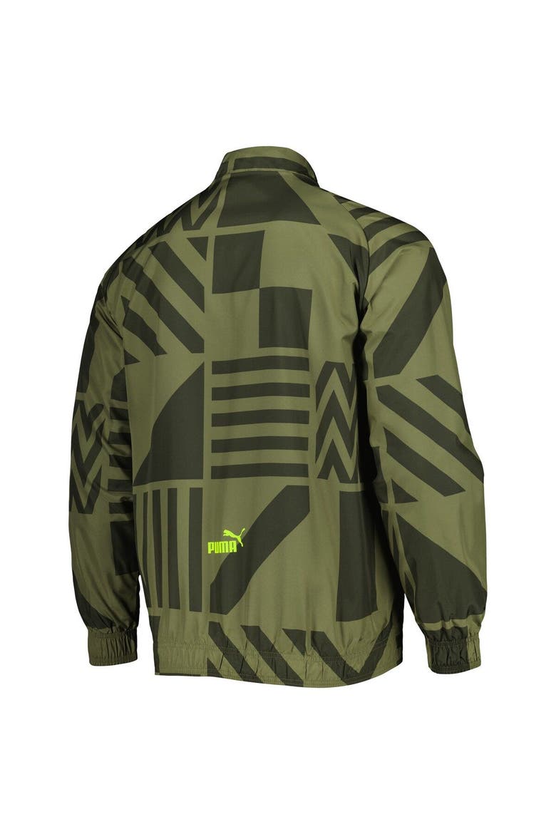 Men's Puma Olive AC Milan Pre-Match Raglan Full-Zip Training Jacket, Alternate, color, Olive
