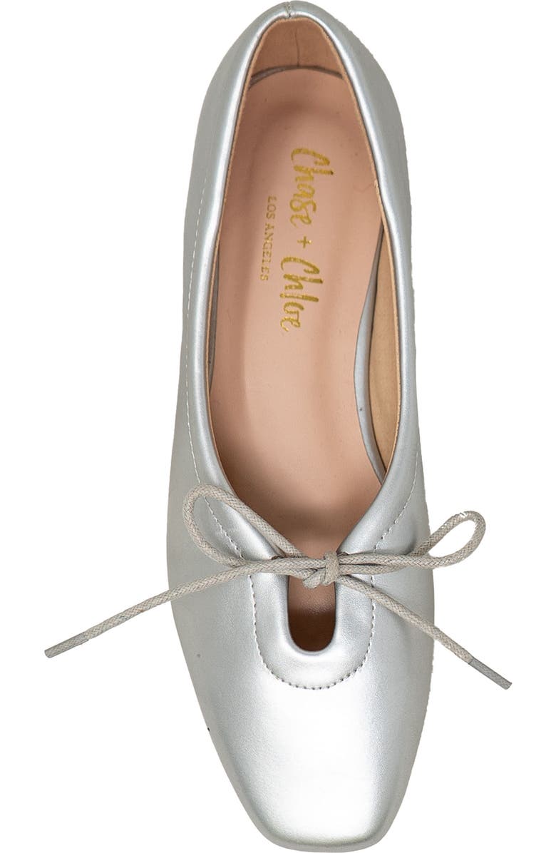CHASE AND CHLOE Tie Ballerina Flat, Alternate, color, Silver Pu