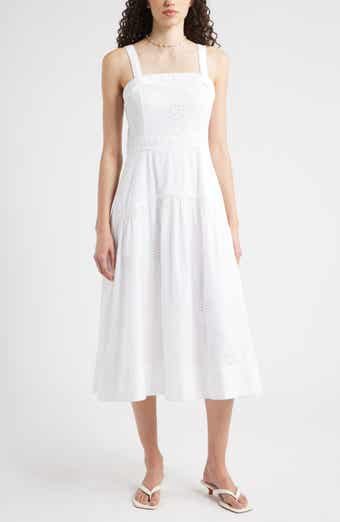 Chelsea28 Removable Strap Eyelet Embroidery Midi Dress