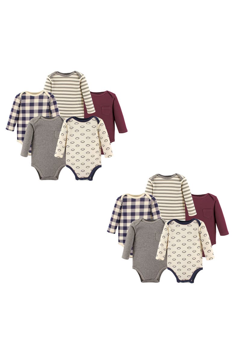 Cotton Long-Sleeve One-Piece Garment, Main, color, Burgundy Football 10-Piece