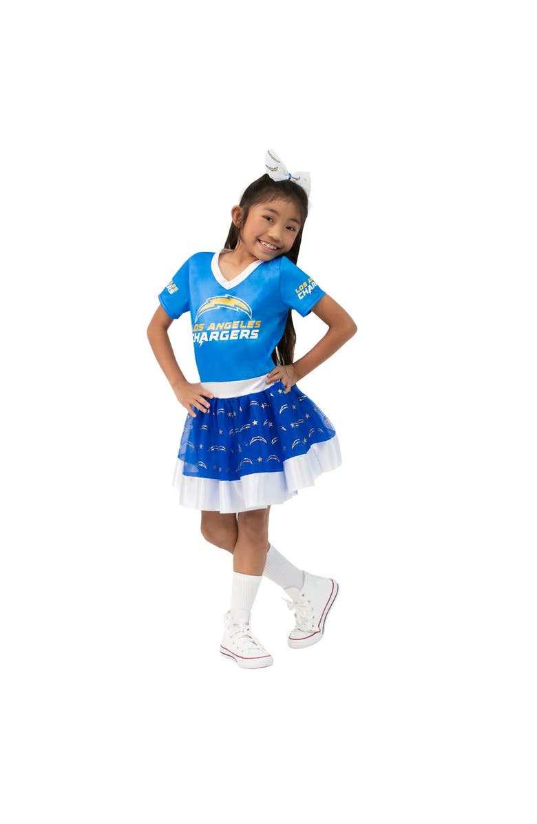 JERRY LEIGH Girls Youth Powder Blue Los Angeles Chargers Tutu Tailgate Game Day V-Neck Costume, Main, color, 