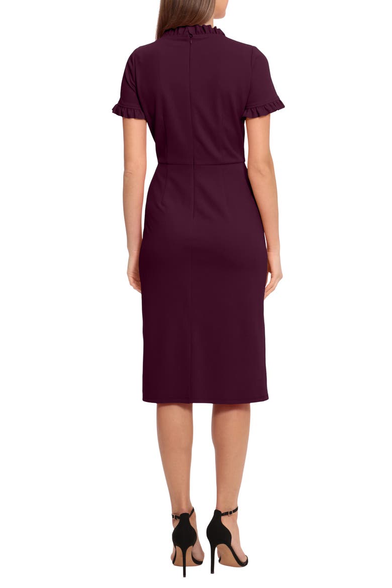 Ruffle Short Sleeve Pocket Sheath Dress, Alternate, color, LUXE PLUM