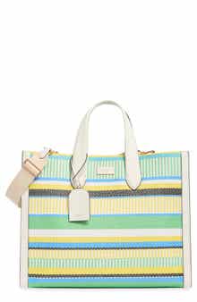 Manhattan Large Striped Woven Straw Tote