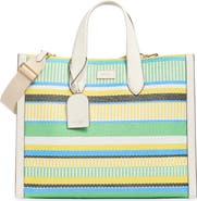 Kate Spade New York Manhattan Large Striped Woven Straw Tote