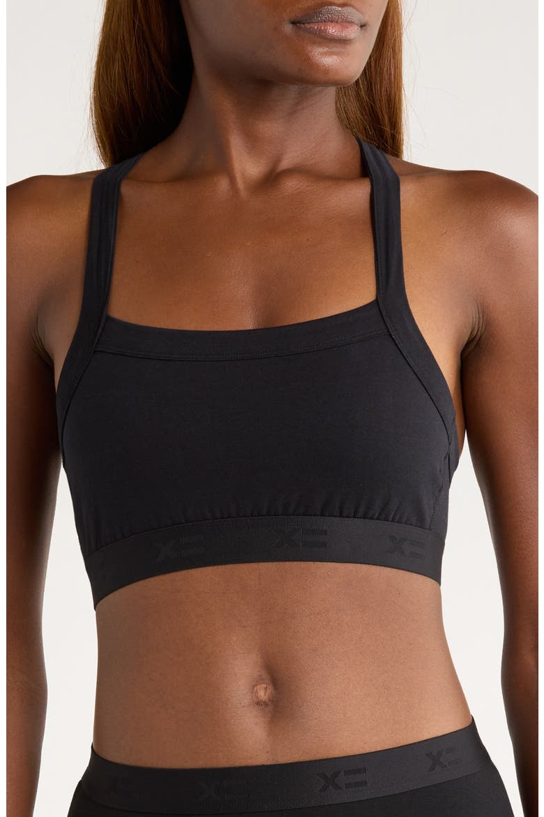 Scoop Soft Stretch Cotton Bralette, Main, color, X BLACK