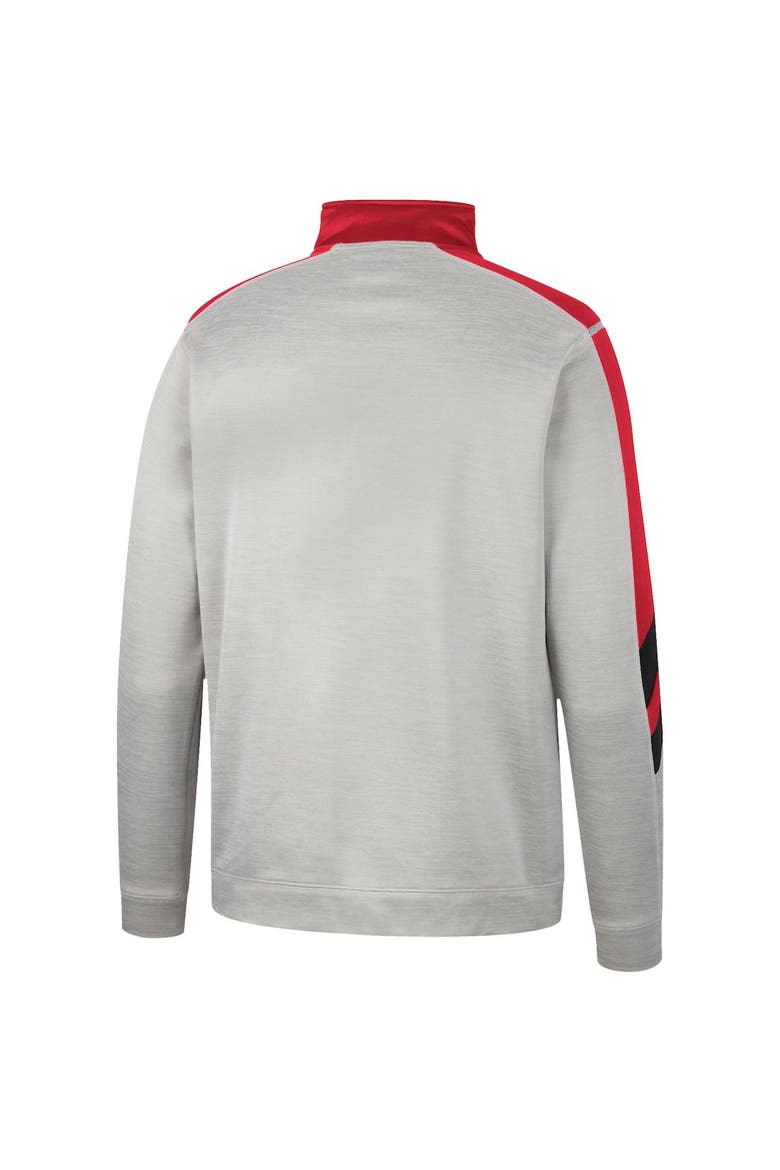Men's Colosseum Gray/Scarlet Nebraska Huskers Bushwood Fleece Quarter-Zip Jacket, Alternate, color, Gray