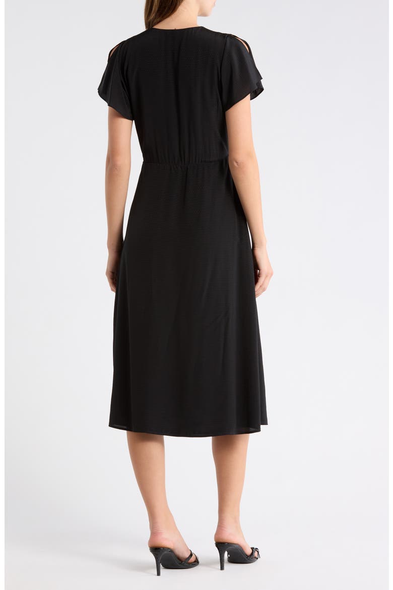 Dawarina Short Sleeve Silk Fit & Flare Dress, Alternate, color, BLACK