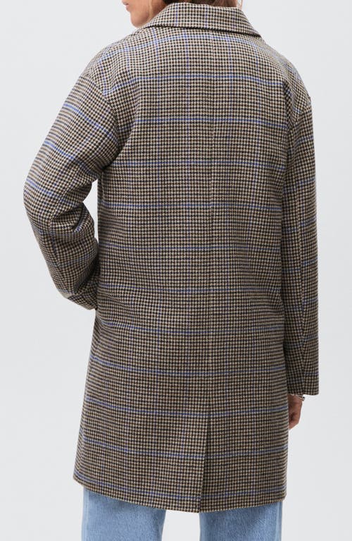 Mango Teen Houndstooth Longline Coat In Neutral