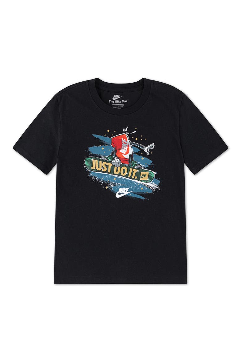 Kids' Snowboard Boxy Graphic T-Shirt, Main, color, BLACK