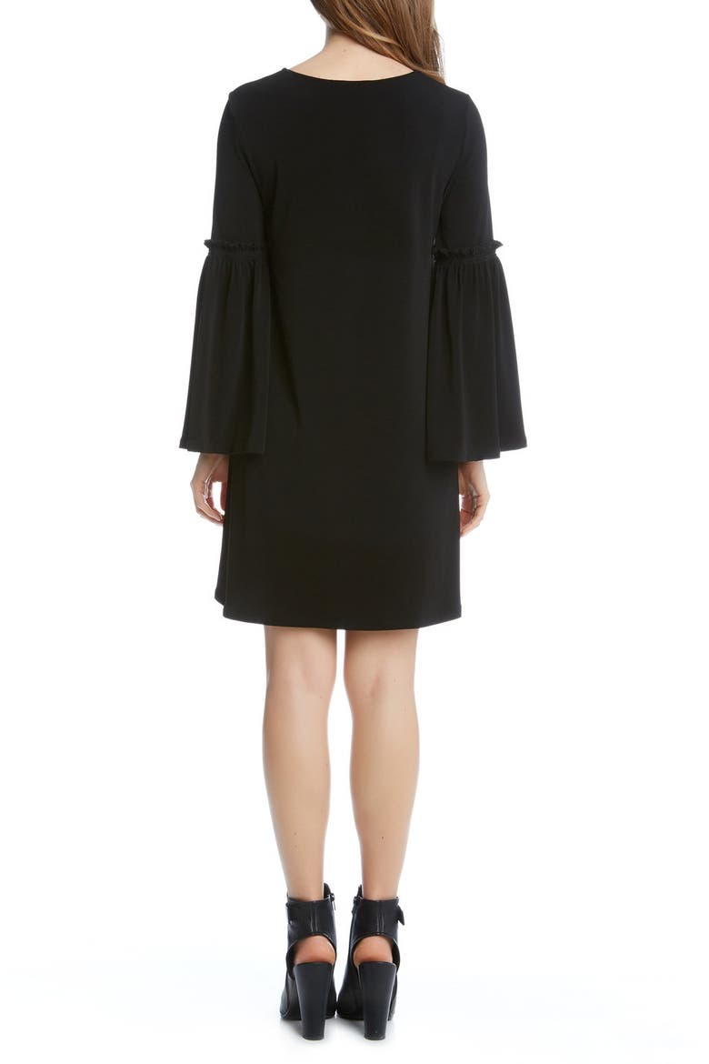 Bell Sleeve A-Line Dress, Alternate, color, BLACK