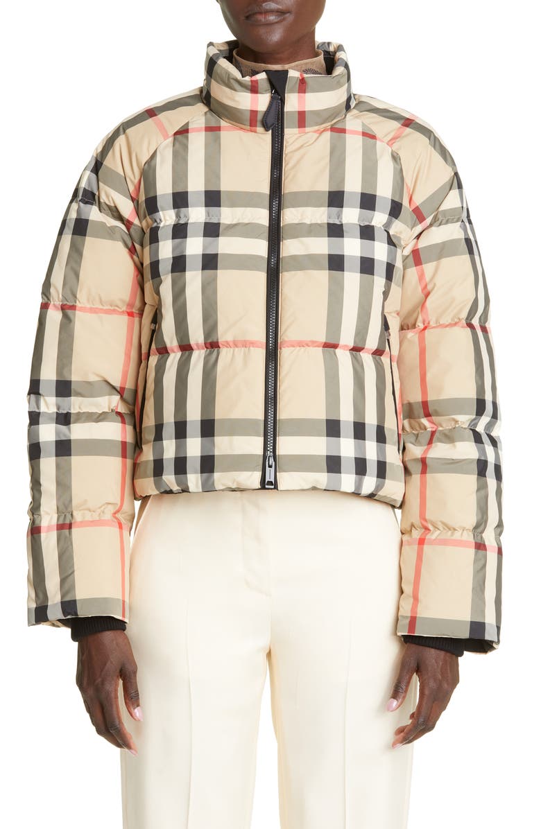 Burberry Alshamar Check Down Puffer Jacket, Main, color, 