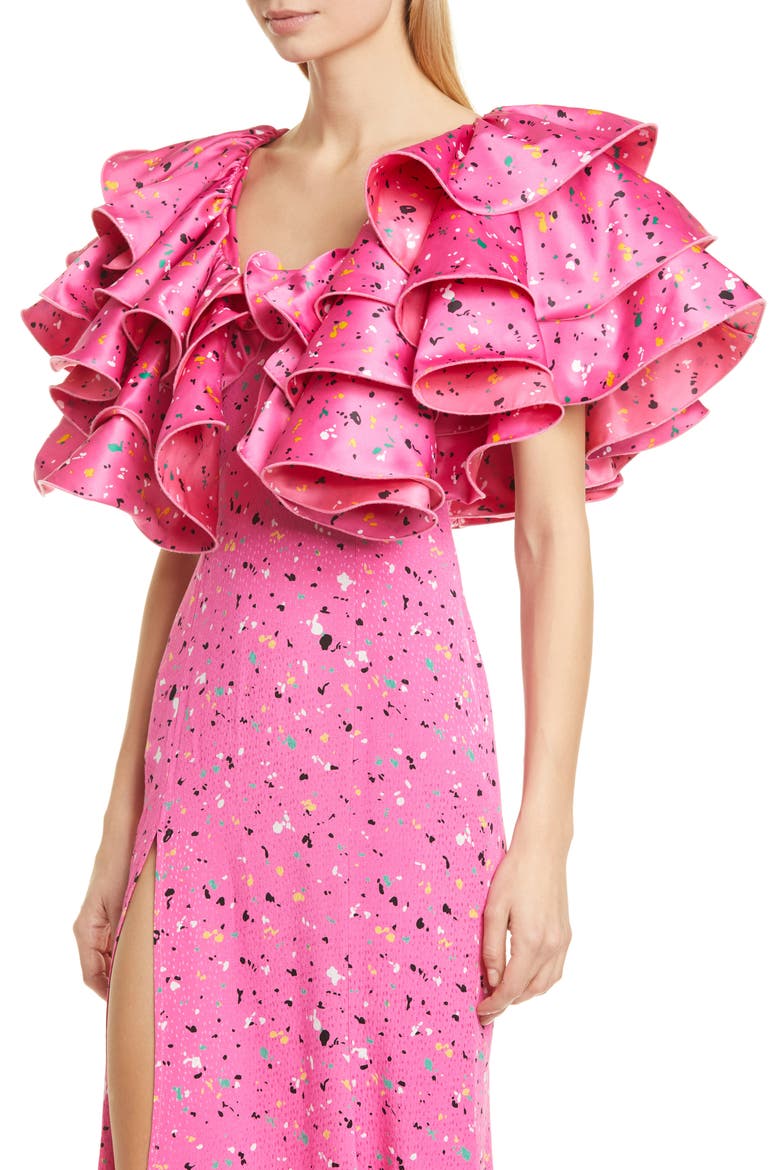 Carmen Layered Ruffle Midi Dress, Alternate, color, PAINT SPLASH