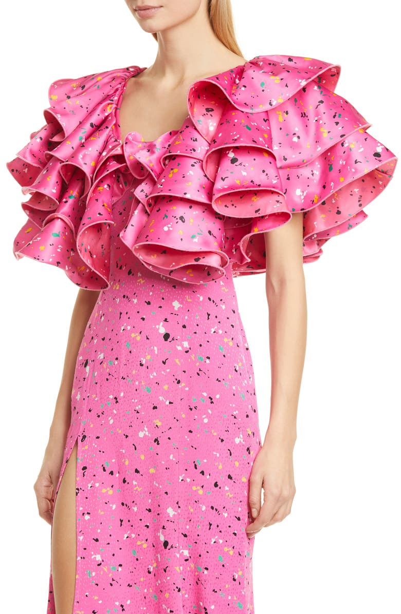 ROTATE Carmen Layered Ruffle Midi Dress, Alternate, color,