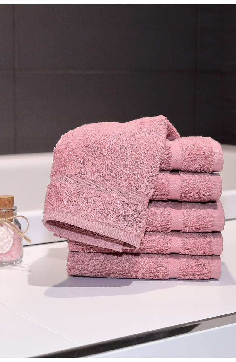 Linum Home Textiles Denzi Washcloths - Set of 6 - Tea Rose, Alternate, color, Tea Rose